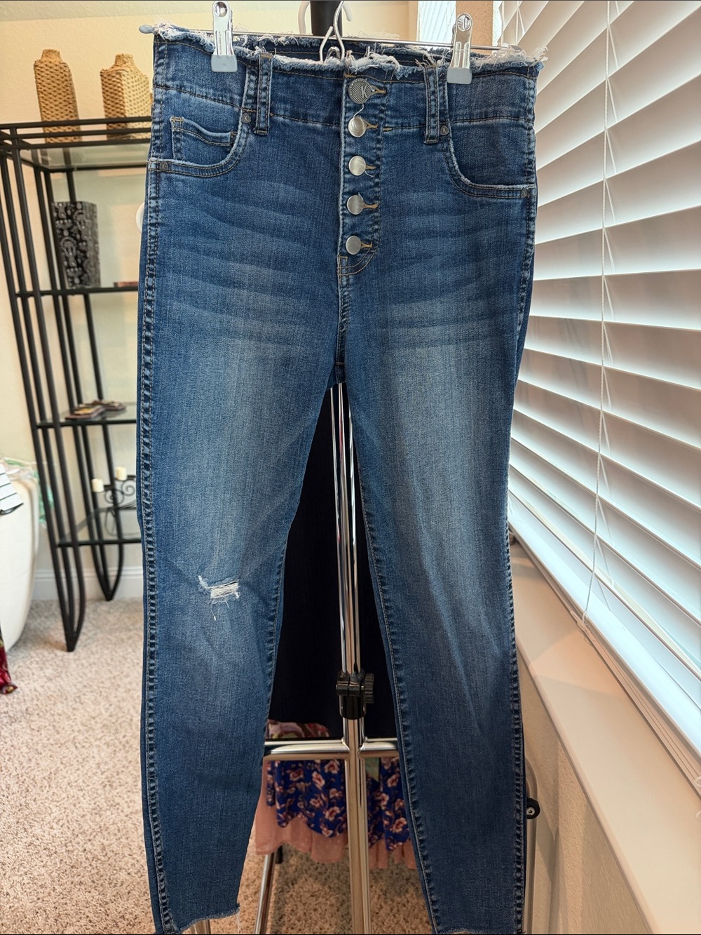 Kut from the Kloth Medium Blue High-Rise Skinny Jeans with Button Fly